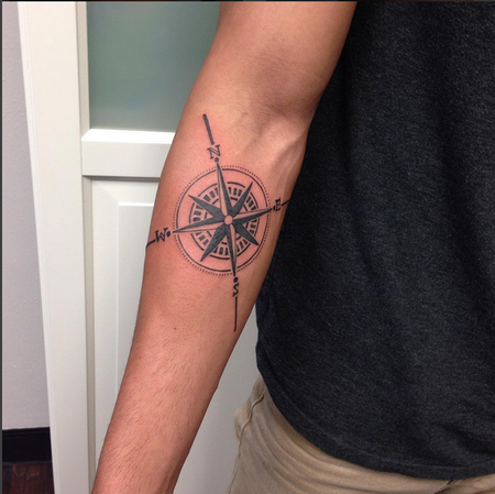 Tattoos - Compass Rose on Arm- Instagram @michaelbalesart - 121887